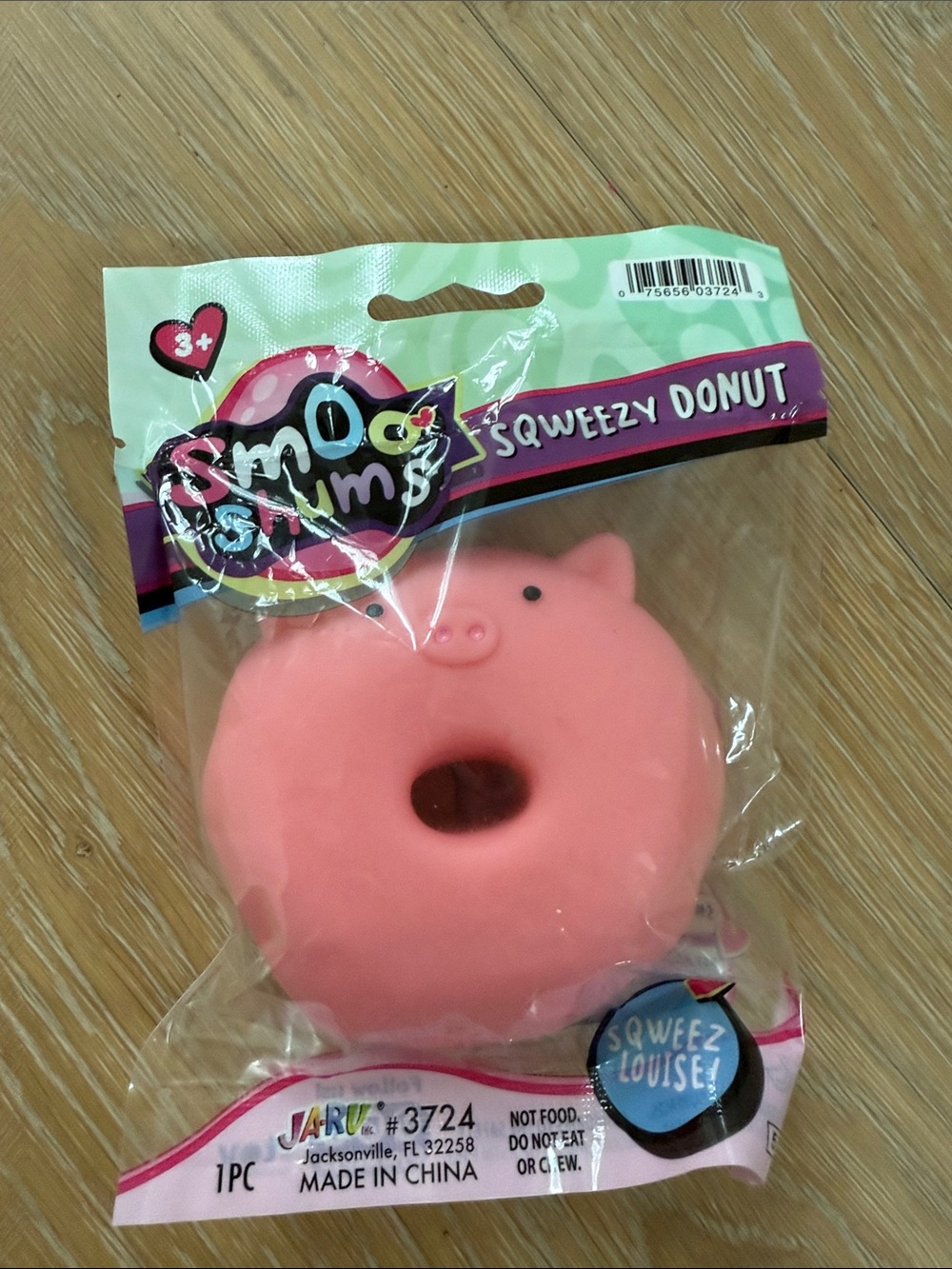NEW JA-RU Smooshums Sqweezy Donut Fidget Squishy Toy-Pig